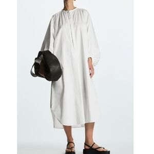 COS Grandad Collar Oversized Midi Poplin Dress 10